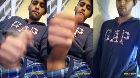jerking off my big uncut cock public on my window till i cum - camilo brown