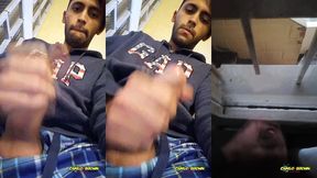 jerking off my big uncut cock public on my window till i cum - camilo brown