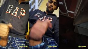 jerking off my big uncut cock public on my window till i cum - camilo brown
