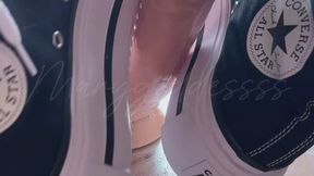 Watch me play and get naughty with my high top thick platform converse