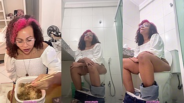 Eating Farting and Burping in the Hotel Room Bloated Belly Gassy Toilet Explosion & Shower