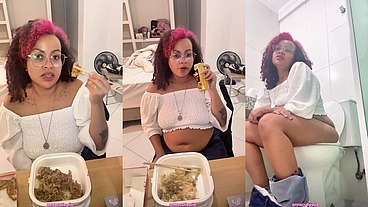 Eating Farting and Burping in the Hotel Room Bloated Belly Gassy Toilet Explosion & Shower