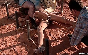 Hitchhiker bound and fucked in desert