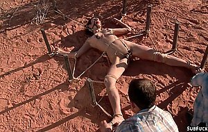 Hitchhiker bound and fucked in desert