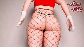Dark &mdash;  fetish PAWG gets pounded by enormous dildo wearing latex gloves and stockings