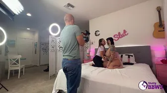 Suzanne films her husband with hot inked BBW Angel Summer on camera