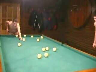 Nude Russian Soldiers Playing Pool