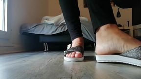 crossdresser shoeplay in sandals