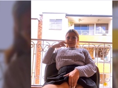 BBW Camgirl on Balcony Legs Spread with Interactive Toy