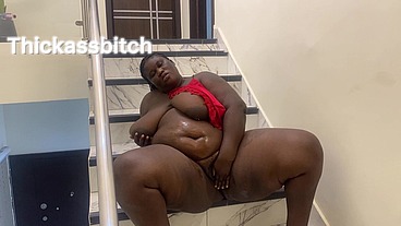 Mistress having fun on the staircase after a long day