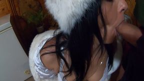 snow queen sucks & swallows – cum on my fur coat