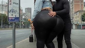 Masked BBW Teases Stranger with Huge Ass at Train Station - Risky Outdoor