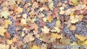 Street whore gets big cock in her pussy doggystyle outdoor