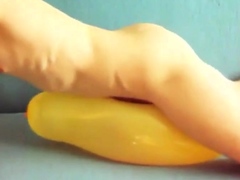 Yellow balloon humping cum