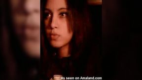 Very cute and sexy brunette teen shows her smooth skin