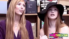 Milf and Teen are taken to mall cops office for a hard coochie banging