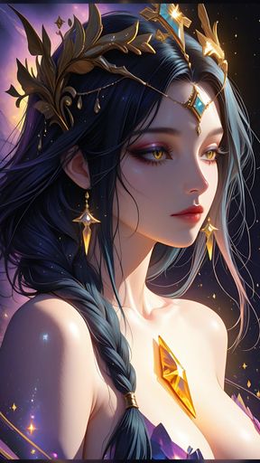Void Empress of the Dark Matter Galaxy Crystal Cosmic Goddess Ai Art Slideshow