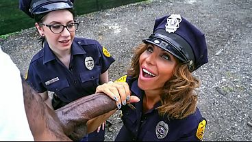 BBC Dude Pulled Over and Pumped Full by Slutty Lady Cops