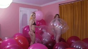 Case of the Ex Girlfriend & Her Bestie Balloons Mass popping: Your Naughty Ex Girlfriend Galas Looner & Jacquelyn Velvets Pop Your Balloons While Blowing Bubble gum Bubbles - mp4