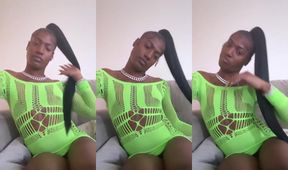 Ebony Trans Babe Gushing From Big Black Cock Fucked Raw