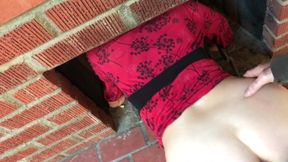 Stepmom stuck in the fireplace offers sex to get free