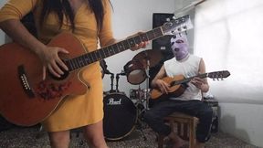 My music teacher is delicious and masturbated my big athletic penis after receiving her guitar lessons.