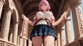 Underwater Fantasy Pink-haired Girl in a Sailor Suit Lounging Lazely, Fingertips Touching the Water as Sunlight Wets Her Skin.