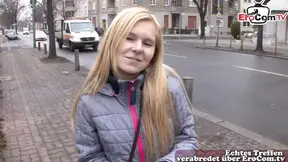 Normal German teen persuaded to have sex on the street.
