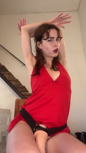 Amateur mistress plays with strap-on dildo on OnlyFans