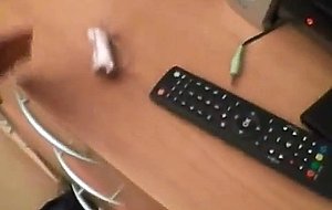 British slag removes tampon for bareback cock