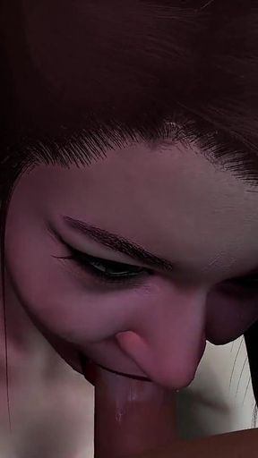 Busty Asian MILF in Tight Leather Gives Blowjob in POV