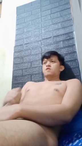 Horny Asian Twink Works His Hard Cock Until He Cums