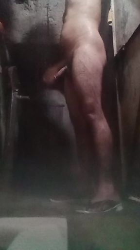 Shower  time sexy asshole cock handjob