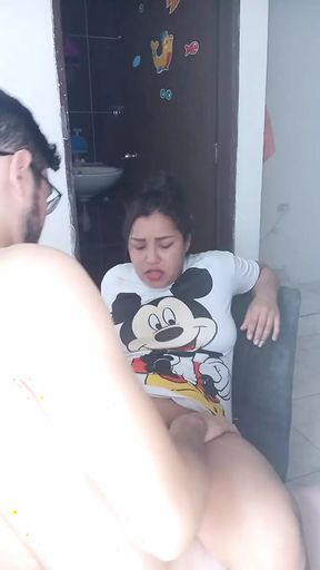 18 year old brunette big saggy tits from New York United States fuckibbng her stepbrother&#039;s big dick
