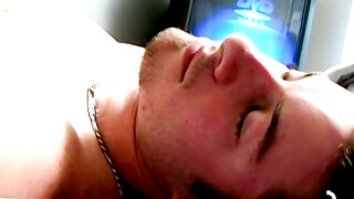 Attractive dude with chained necklace loves to jerk off