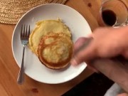 Cumming on my friends pancakes, he films
