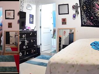 Oblivious woman undressing and greater quantity