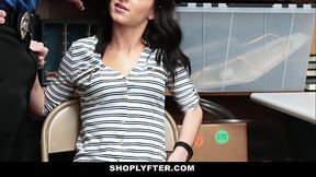 Wild teen thief tied up in the security guards office