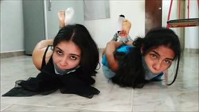 Cute amateur Latina bound and punished by evil friend