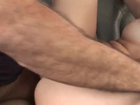 Old stud gets his huge cock blown by cute brunette