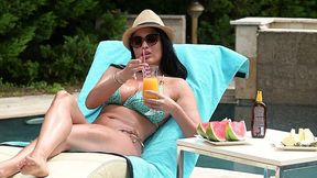 sunbathing hottie anissa kate takes a titty cumshot after poolside bbc dp threesome gp3254