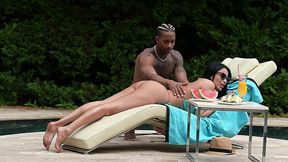 sunbathing hottie anissa kate takes a titty cumshot after poolside bbc dp threesome gp3254