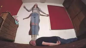 Sophie Dancing On His Head in Her Ankle Boots FLOOR CAM