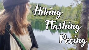 Hiking, flashing, peeing: A Summer Day in 2026 - nature loving hippy drops trousers in the woods - red haired canadian hiker, public forest nudity and urinating outdoors