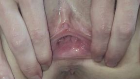 Slut Gets Her Cunt Painted with a Massive Load Up Close
