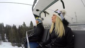 seductive ski babes candee licious and kitana lure share cock after enjoying lesbo strap on session gp3295