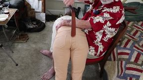 Slender Amateur Female Gets OTK Hand Spank Then Paddle Spank - Amateur spanking fetish in jeans