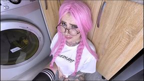 my stupid step sister stuck in the washing machine