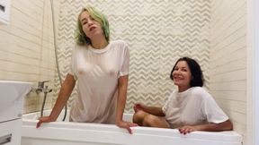 Wet in T-shirts and hot kisses!