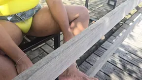Cheeky Exhibitionist MILF shows off in public square